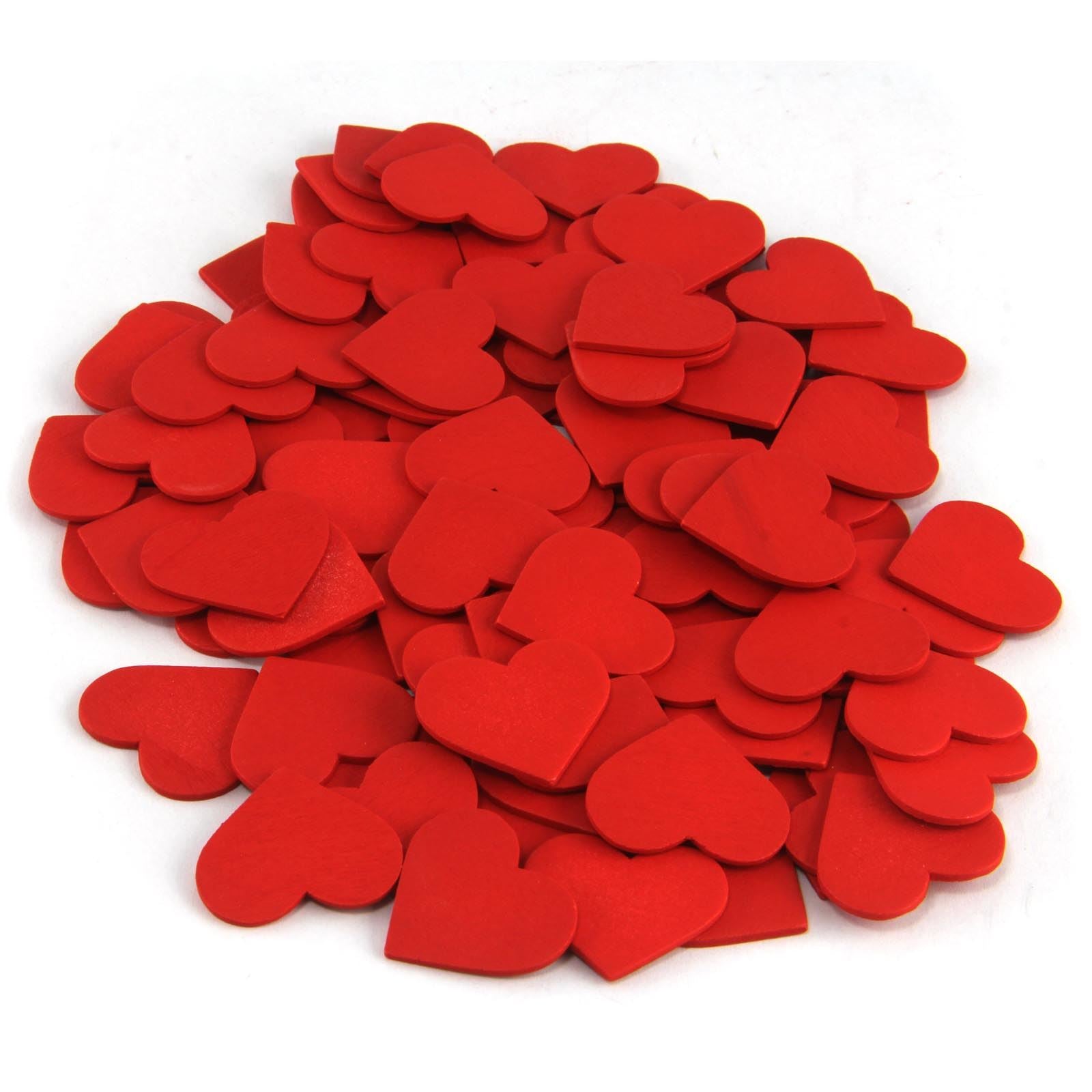 30mm Wooden Red Heart Embellishments