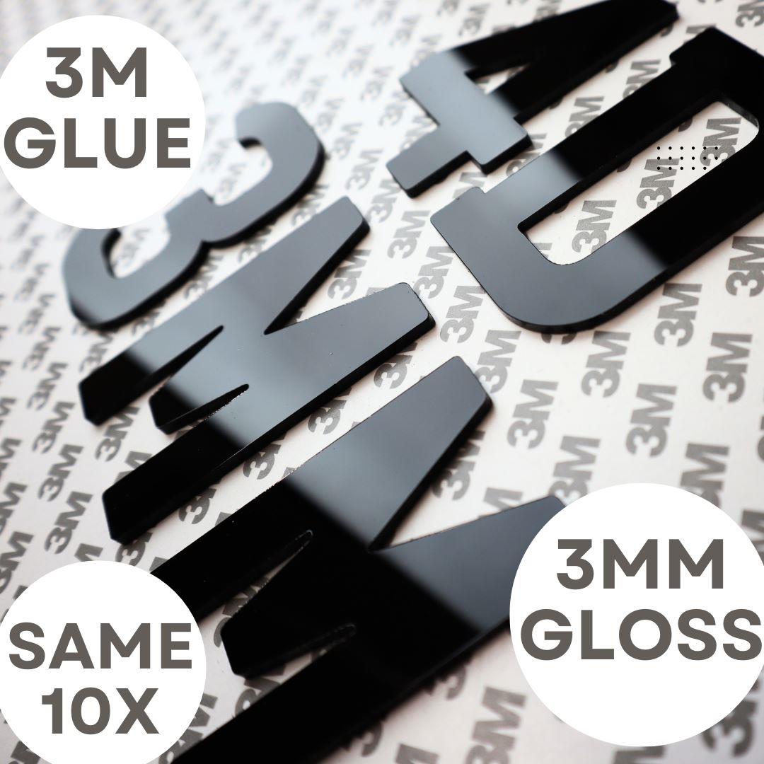 10x 3mm Gloss Acrylic 3D 4D Car Number Plate Letters Digits Wholesale