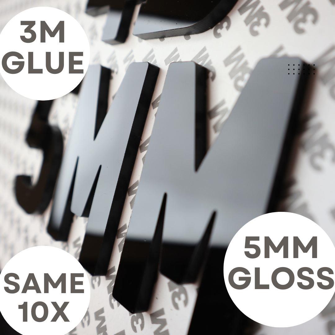 10x 5mm Gloss X-Thick Acrylic 3D 4D Number Plate Letters Digits Wholesale