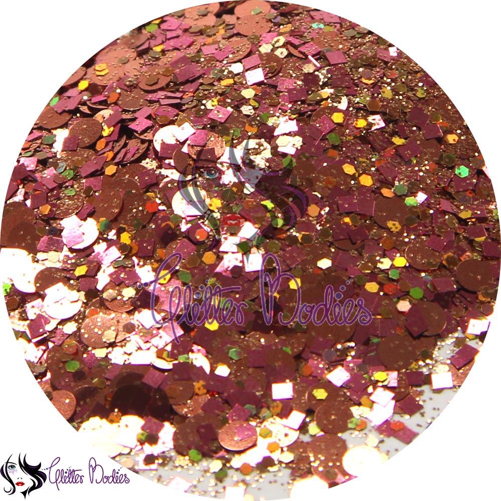 Glitterbodies Cosmetic Grade Festival Glitter Cocktail Multi Grade Chunky  [Rose Gold]
