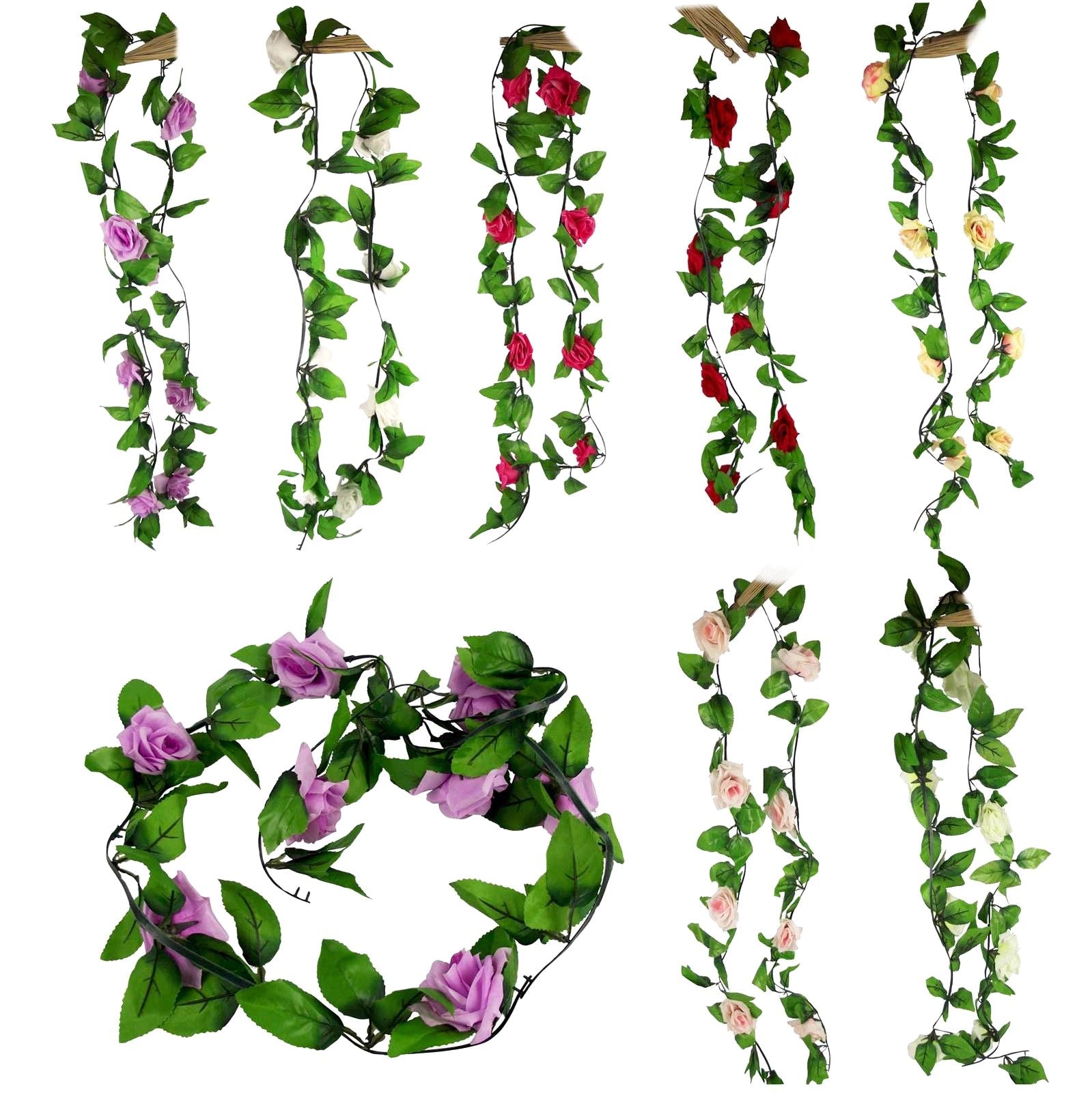 200cm Garland with 8 Open Roses
