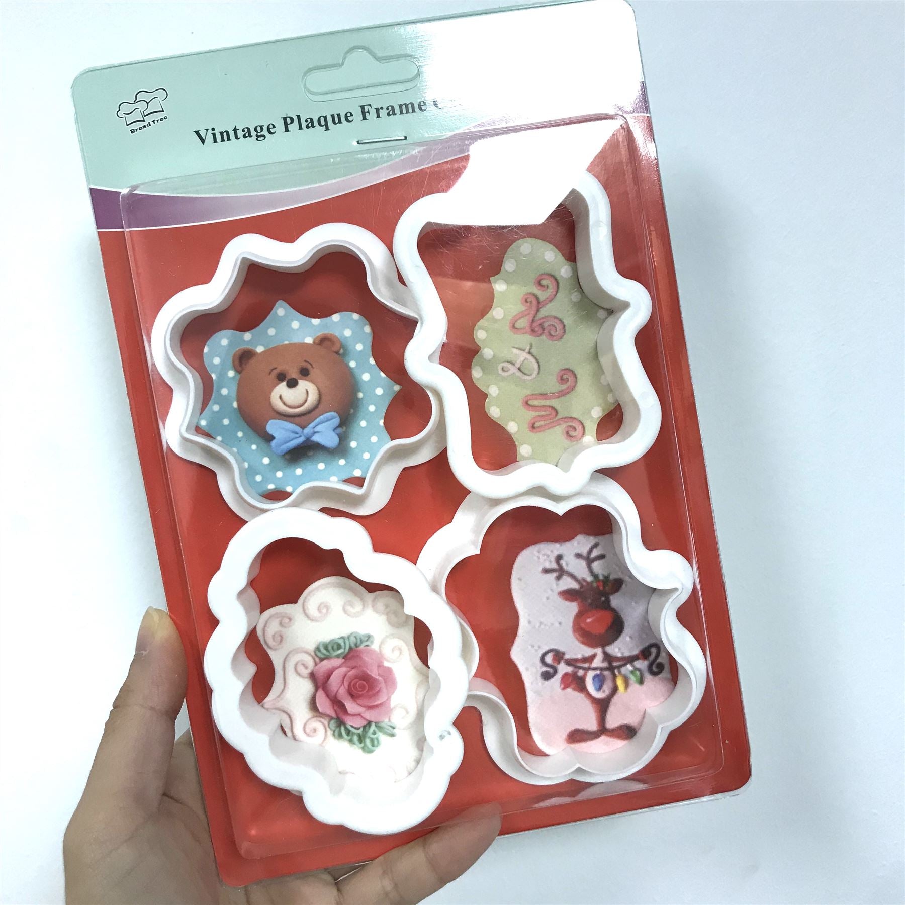 Set of 4 Assorted Plastic Plaque Frame Cookie Cutters