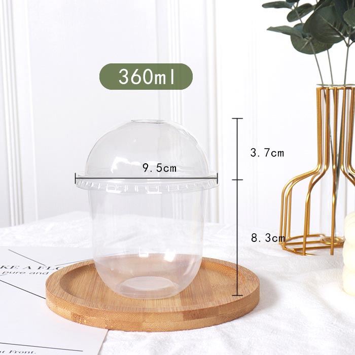 U-Shaped Disposable Bubble Tea Cup for Takeaways - Round Bottom Milkshake Clear  - Shaped Disposable Bubble Tea Cup for Takeaways