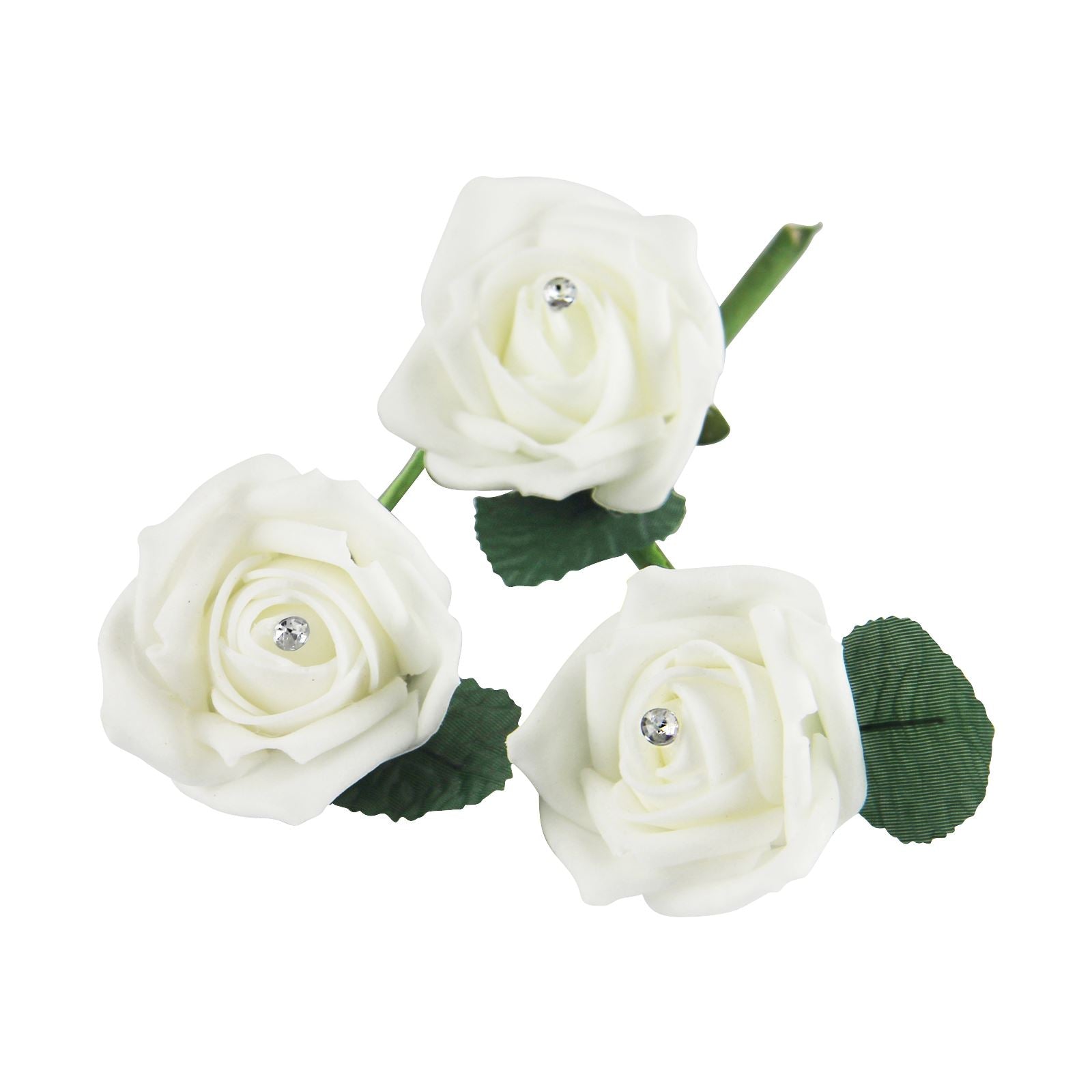 Regular Ivory Foam Rose Buttonhole with Diamante