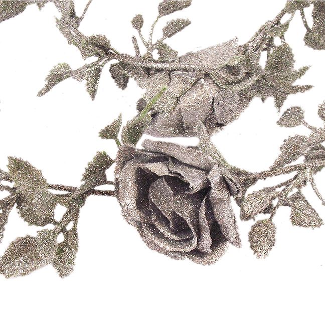 Heavy Glittered Rose Vine Garland