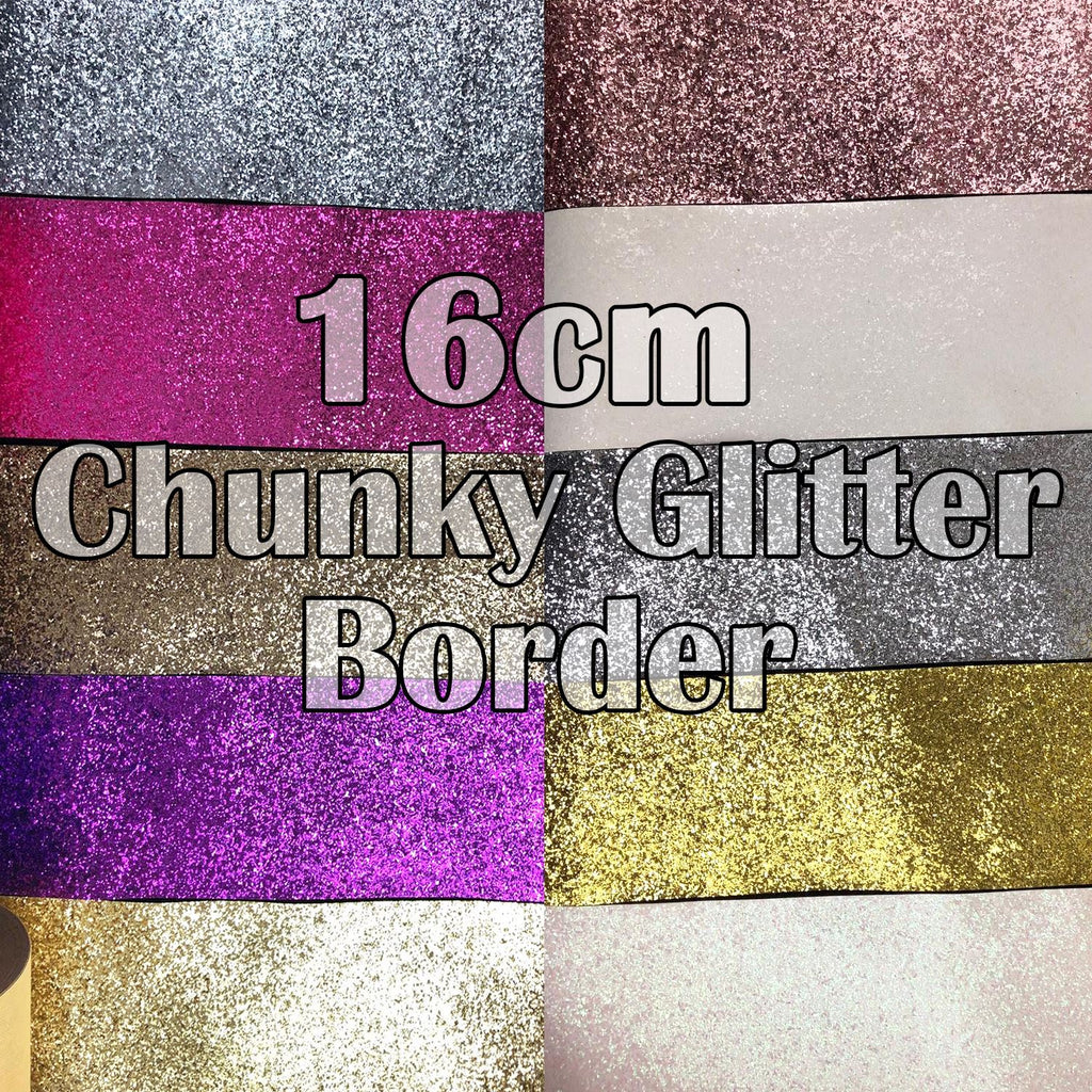 Chunky Glitter Fabric Wallpaper 16cm Borders
