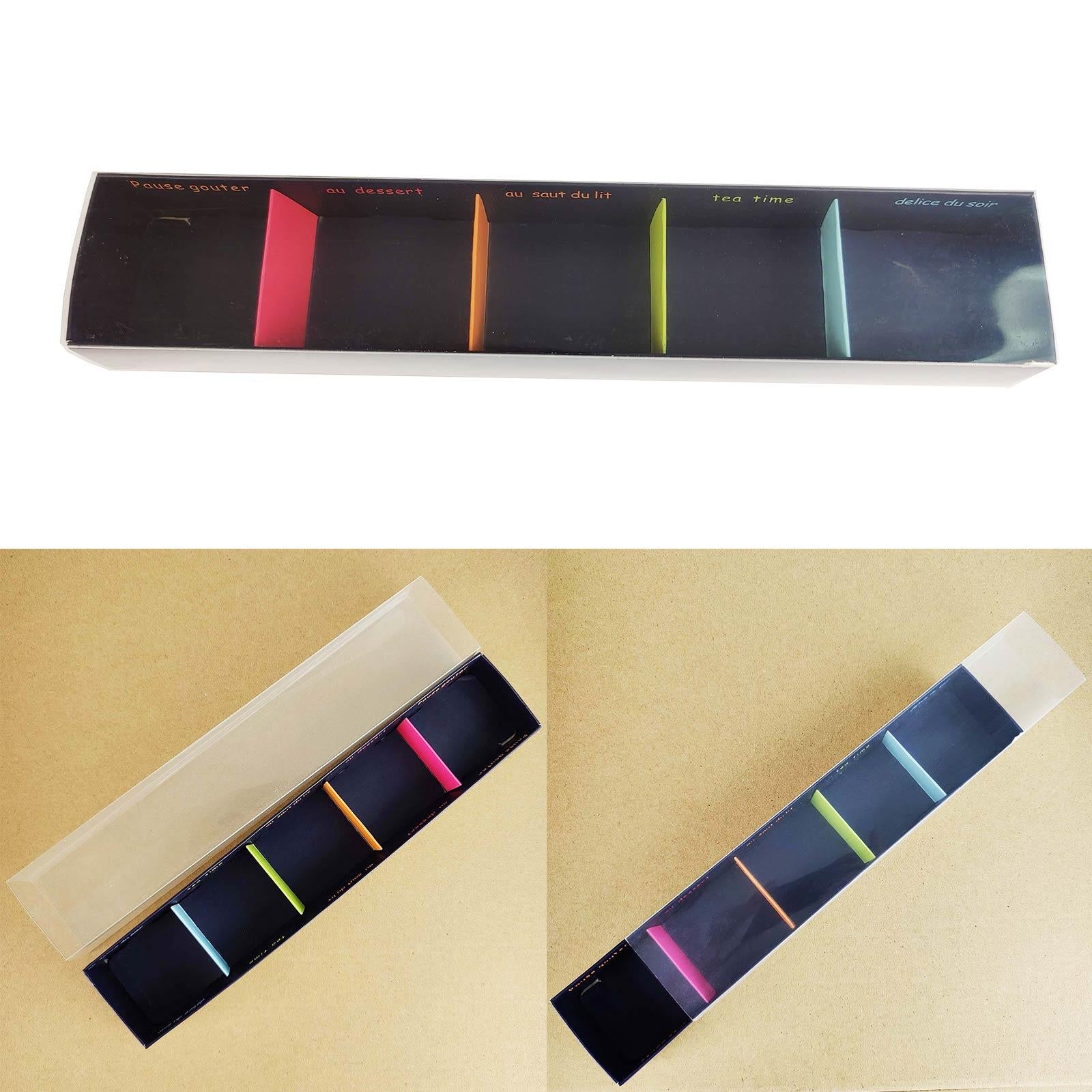 Black 5 Macaron Box with Rainbow Insert