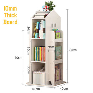 Large House 360° Rotating Bookshelves for Children - Floorstanding Toy Storage