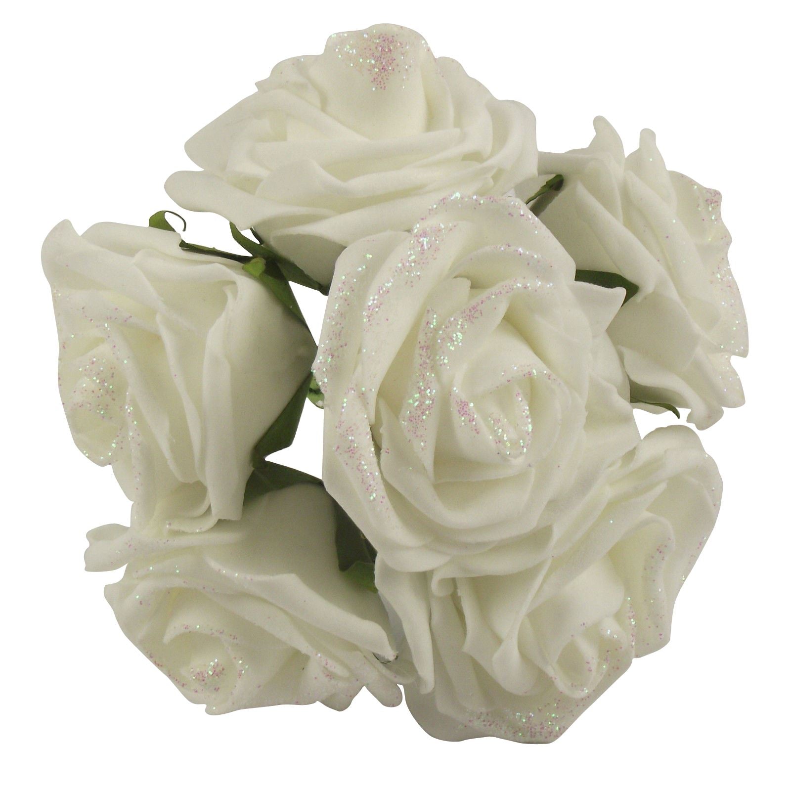 Glittered Foam Roses Bunch of 6