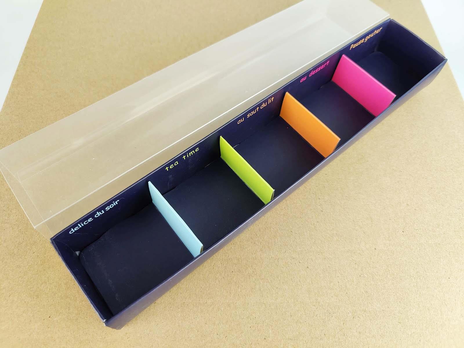 Black 5 Macaron Box with Rainbow Insert