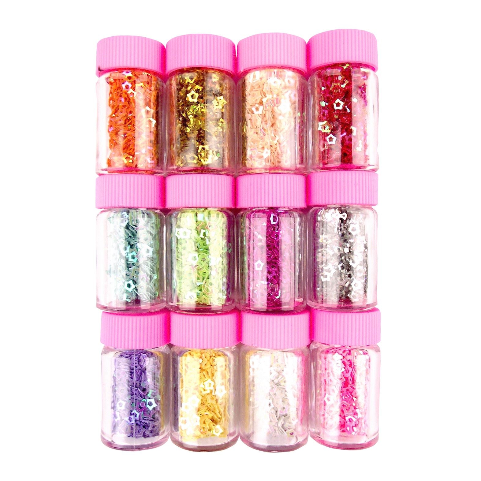Multipack of 12 Star or Plain Glitter Bottles