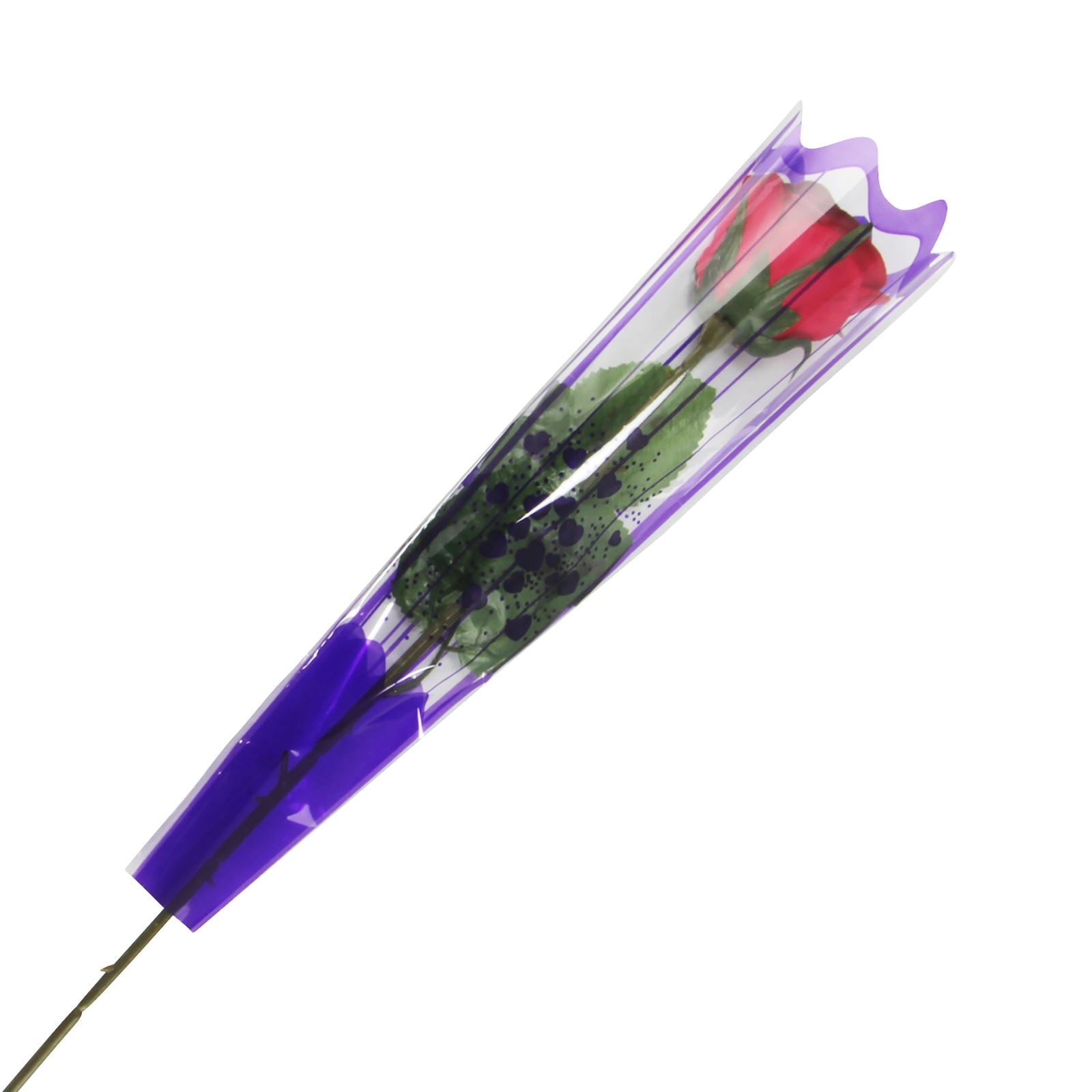 Printed Single Rose Cellophane Sleeves