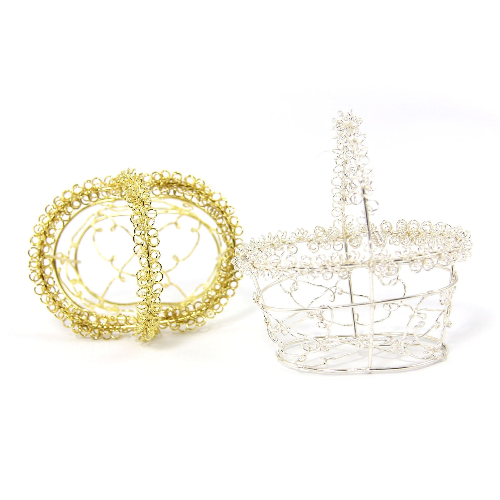 Mini Favour Wire Baskets in Gold or Silver