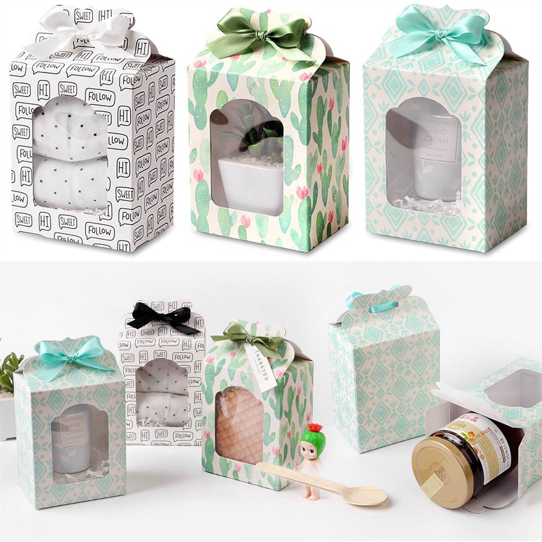 Tall Windowed Mini Gift Box with Bow Top