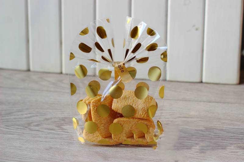 Gold and Silver Polkadot Clear Bags