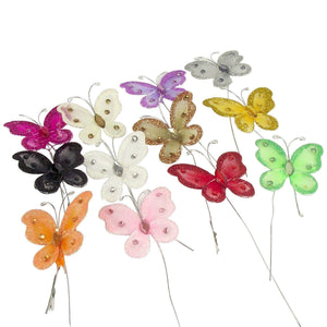 Pack of 10 Jewelled Organza Butterflies