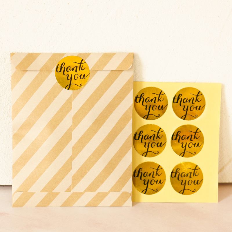 Sticker Sheets - Round and Heart Foil Thank You