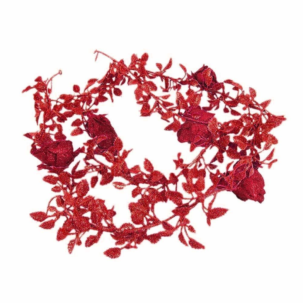 Heavy Glittered Rose Vine Garland