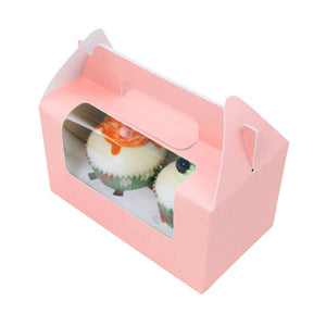 Large Coloured Double Cupcake Boxes with Window and Handle