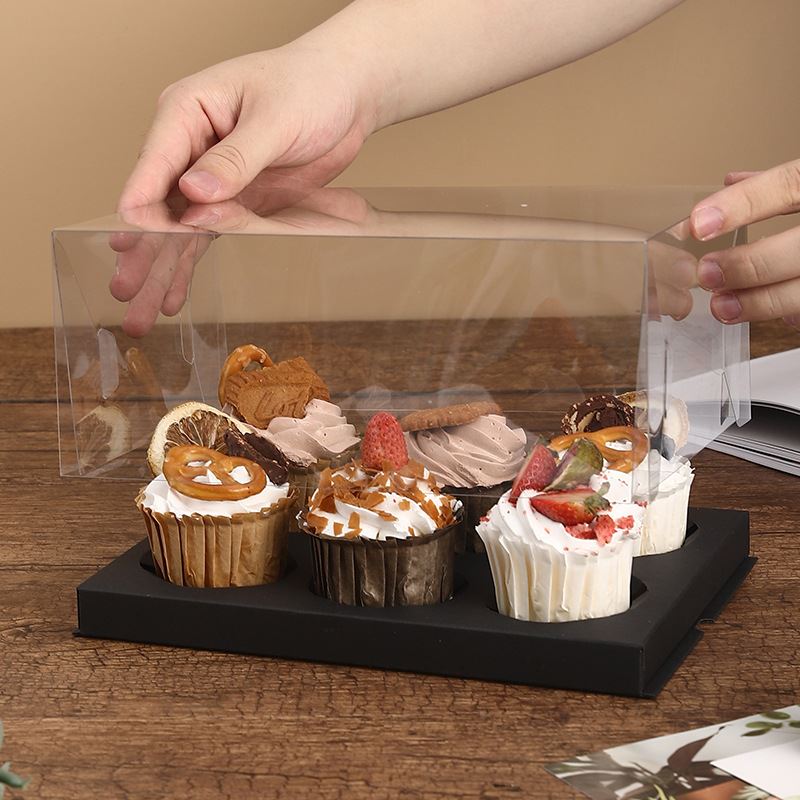 Transparent Clear Crystal Cupcake Boxes 2 4 6 Hole