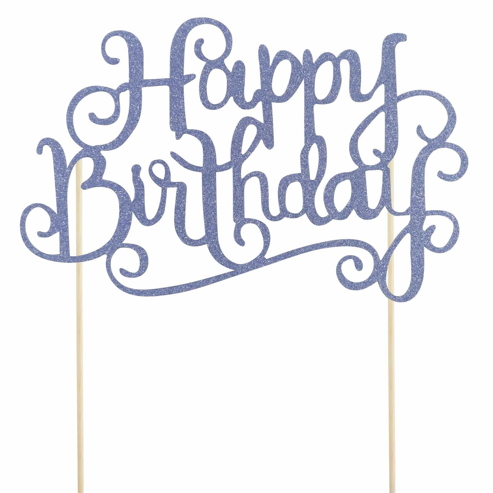Glittered Happy Birthday Calligraphy Cake Topper
