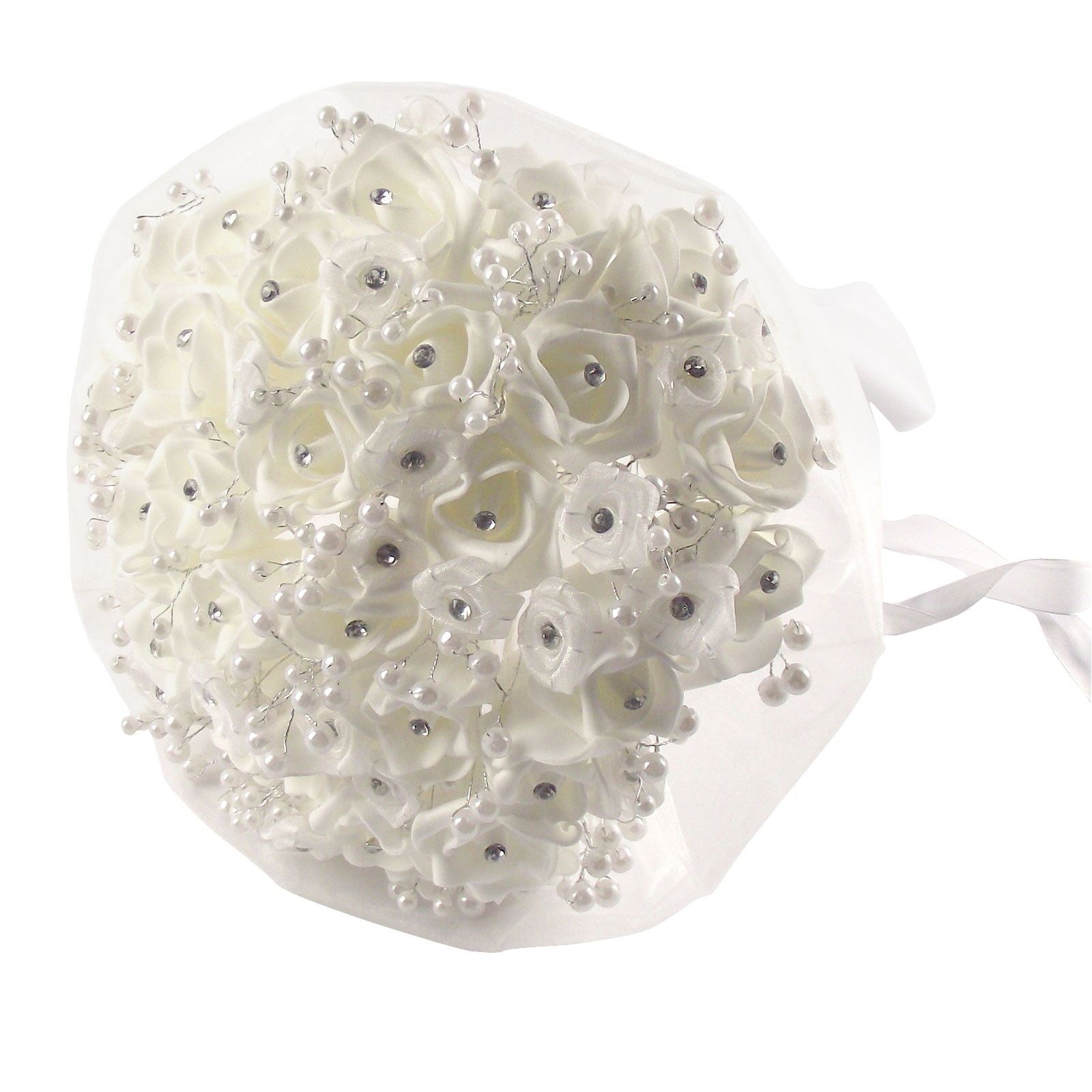 Rosebud, Diamante and Pearl Bridal Bouquet