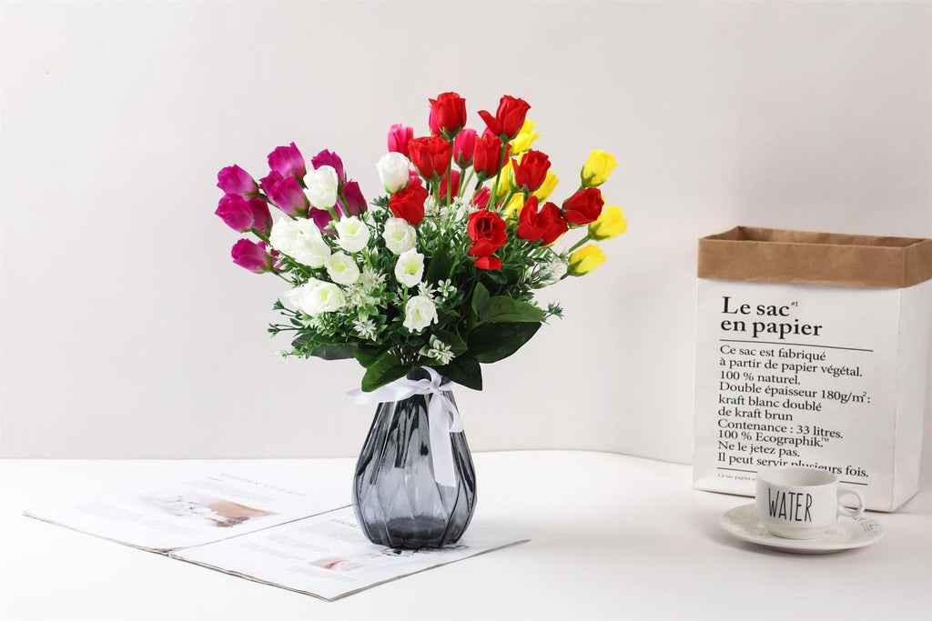 10 Head Small Tulip Rosebud Flower Bunch