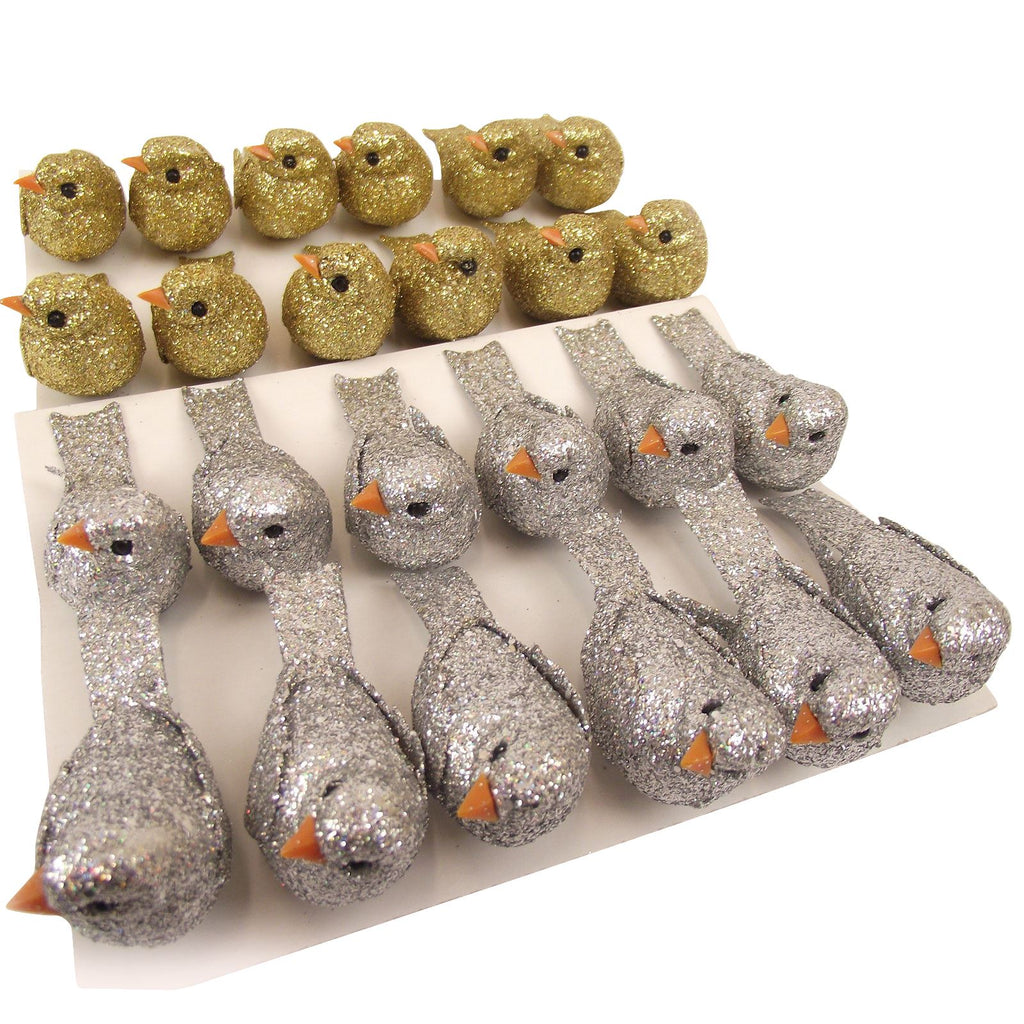 12x Glittered Canarie Birds