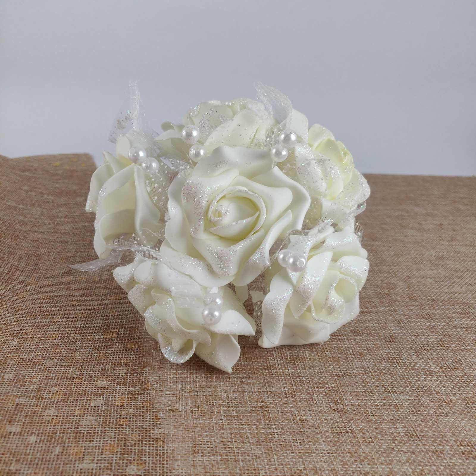 Glitter, Voile and Pearl Foam Rose Bunches
