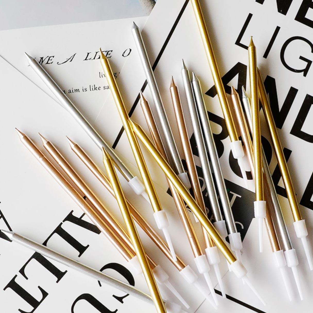 Tall Skinny Metallic Birthday Candles