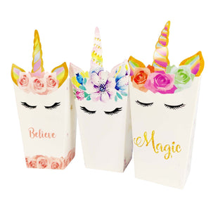 12x Unicorn Theme Party Favour and Popcorn Boxes