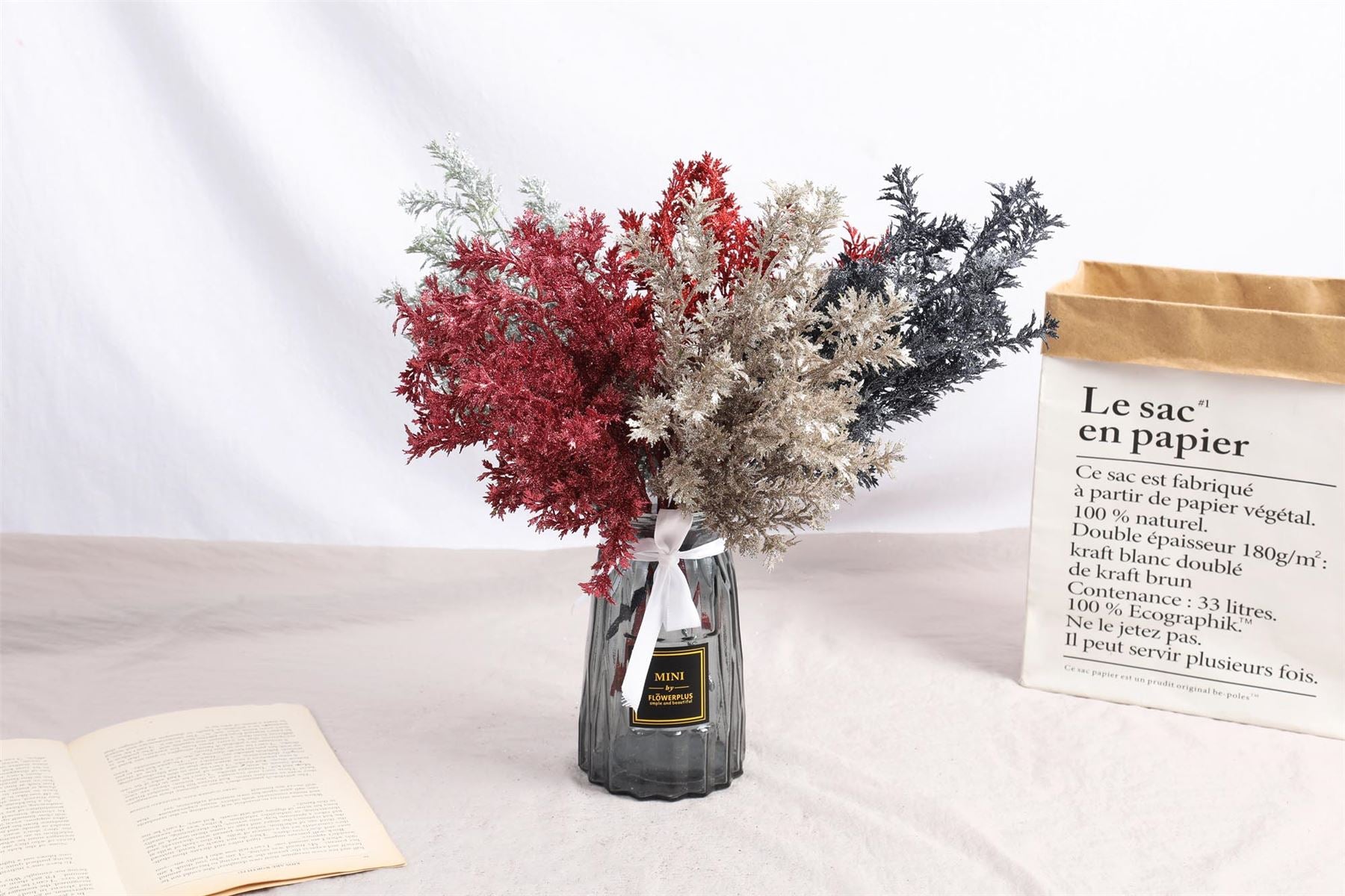 Heavy Glittered Frosty Leaf Bunch