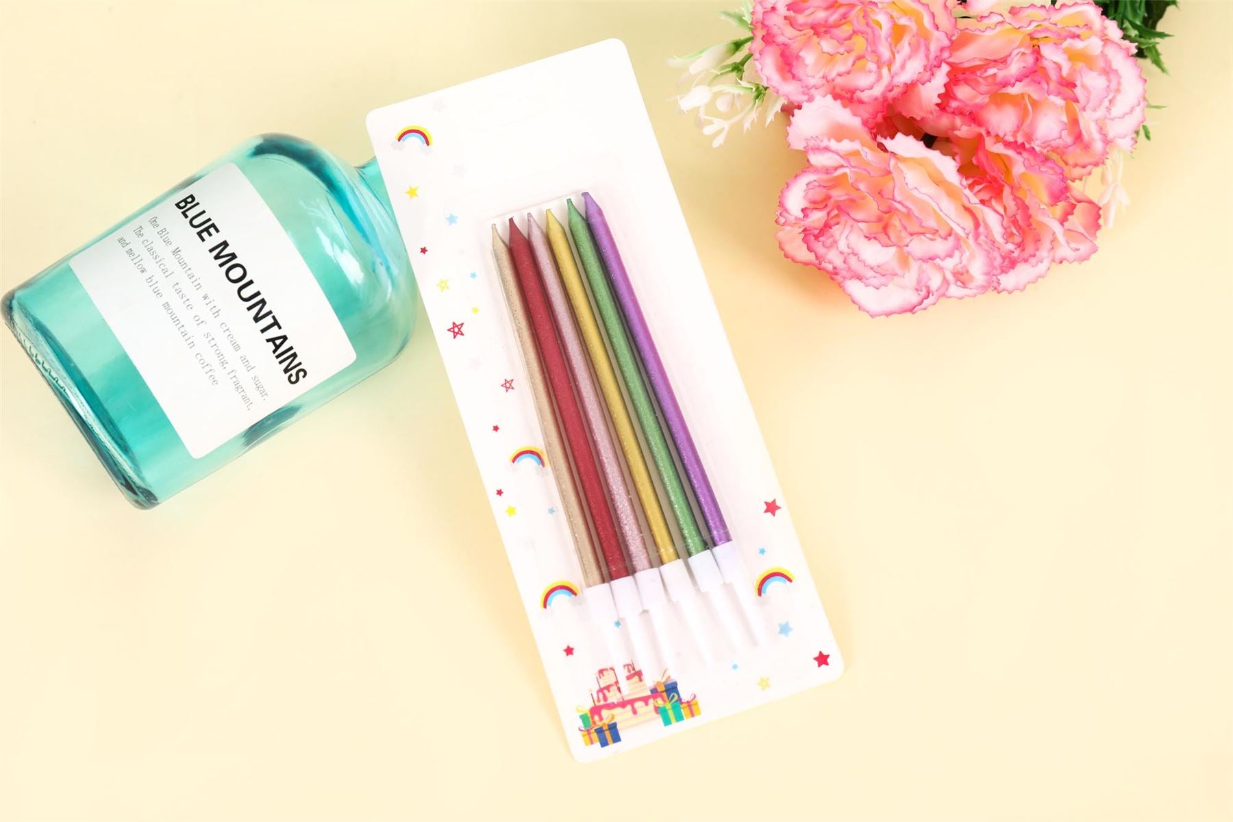 Tall Skinny Metallic Birthday Candles