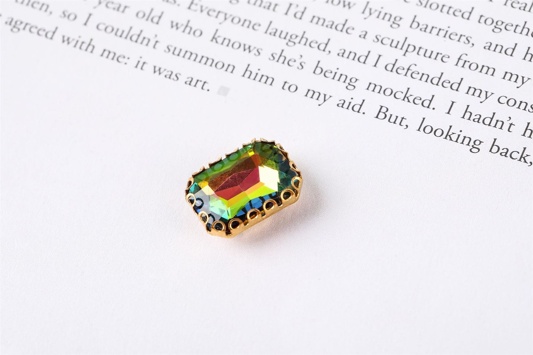 Coloured Large Rectangular Rhinestones in Setting