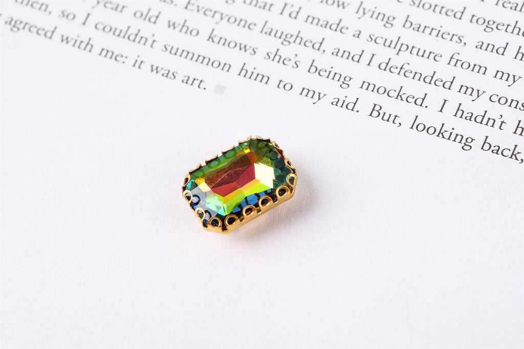 Coloured Large Rectangular Rhinestones in Setting