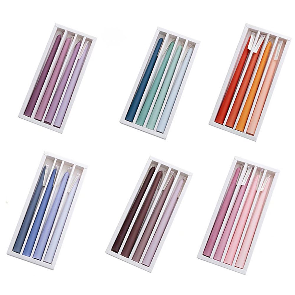 Set of 4 Large 10" Matte Pastel Taper Dinner Candles