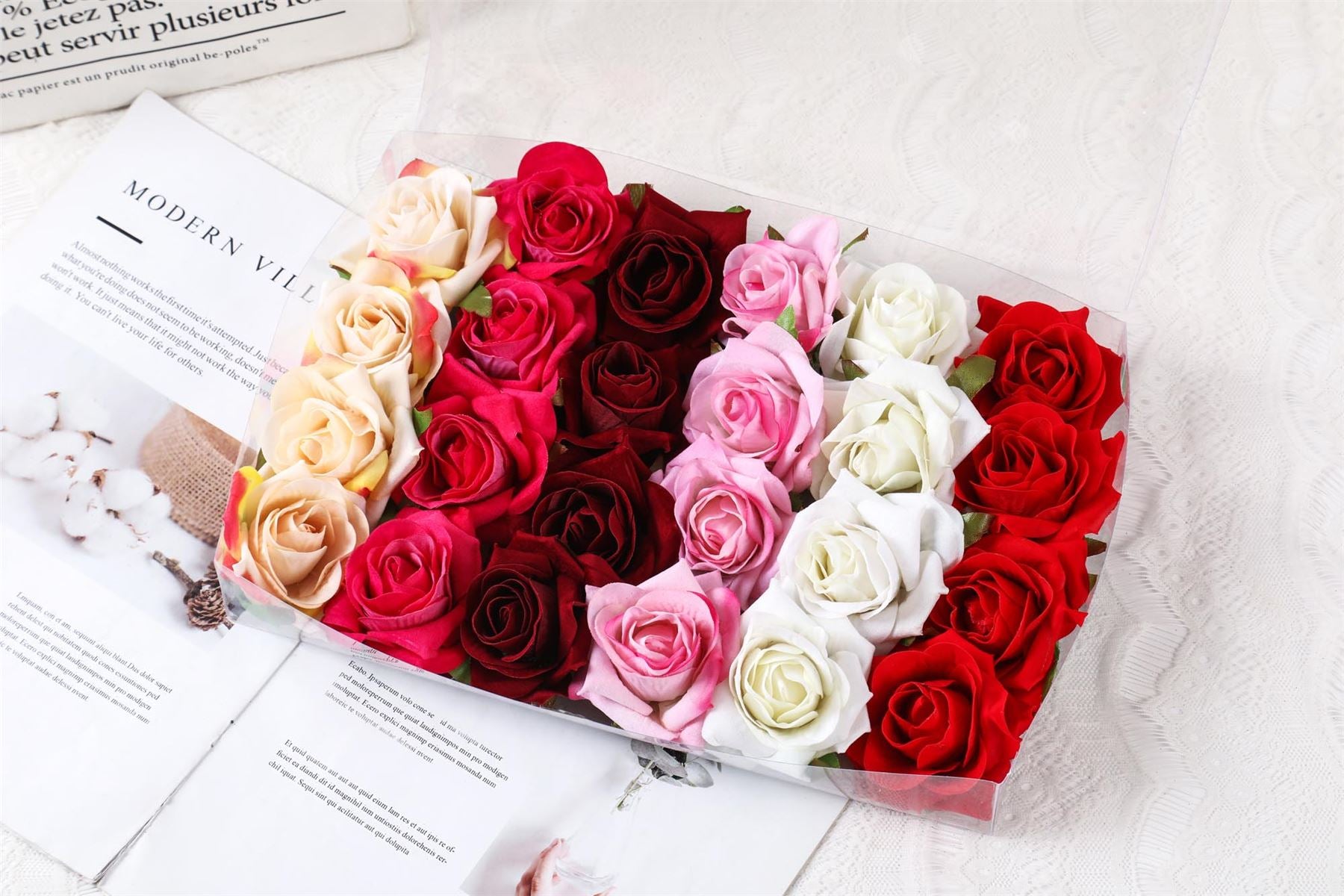 Set of Deluxe Velvet Rose Flower Head Clips