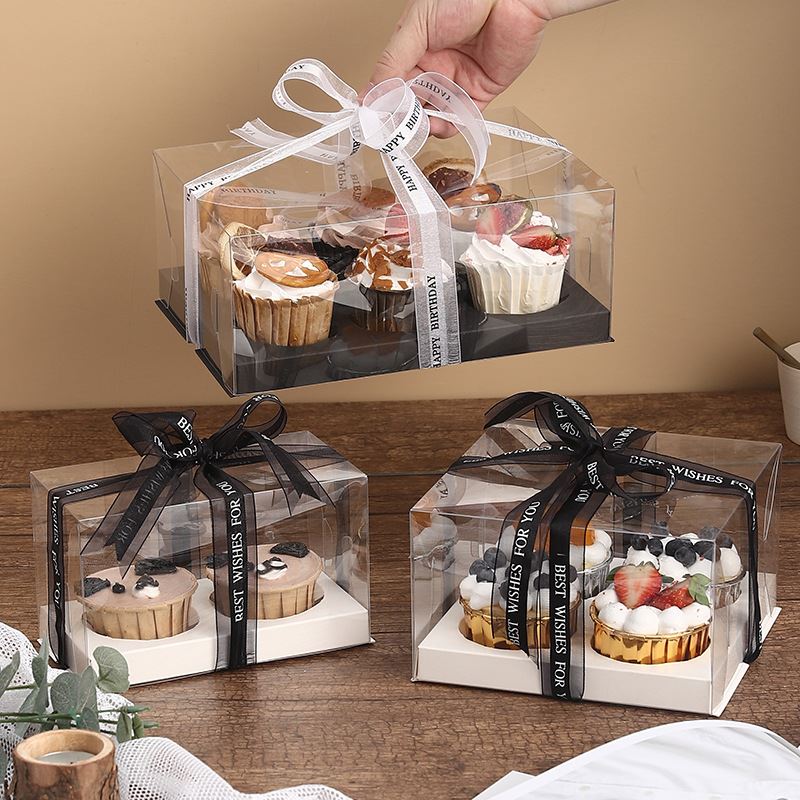 Transparent Clear Crystal Cupcake Boxes 2 4 6 Hole