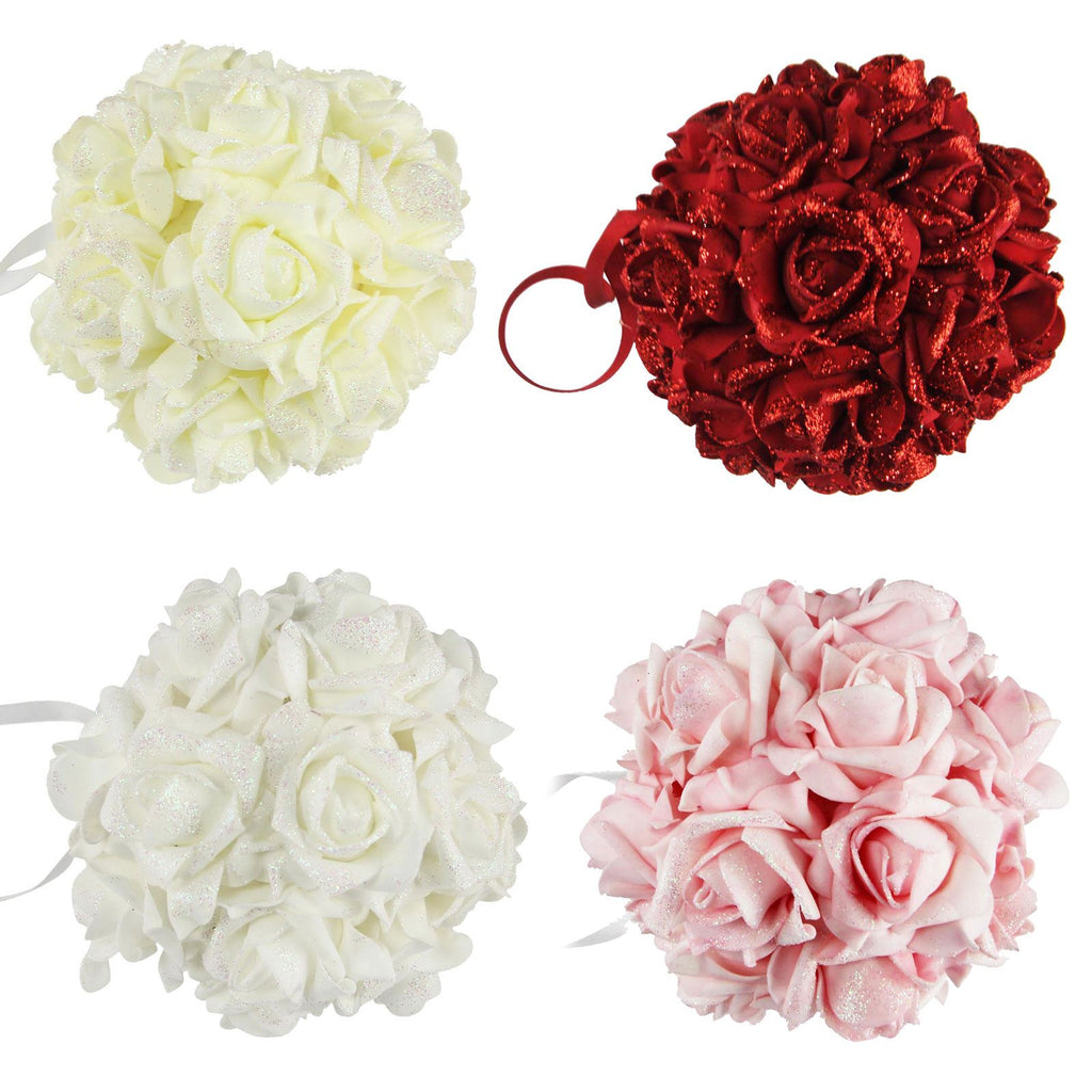 Small Glittered Foam Rose Pomander