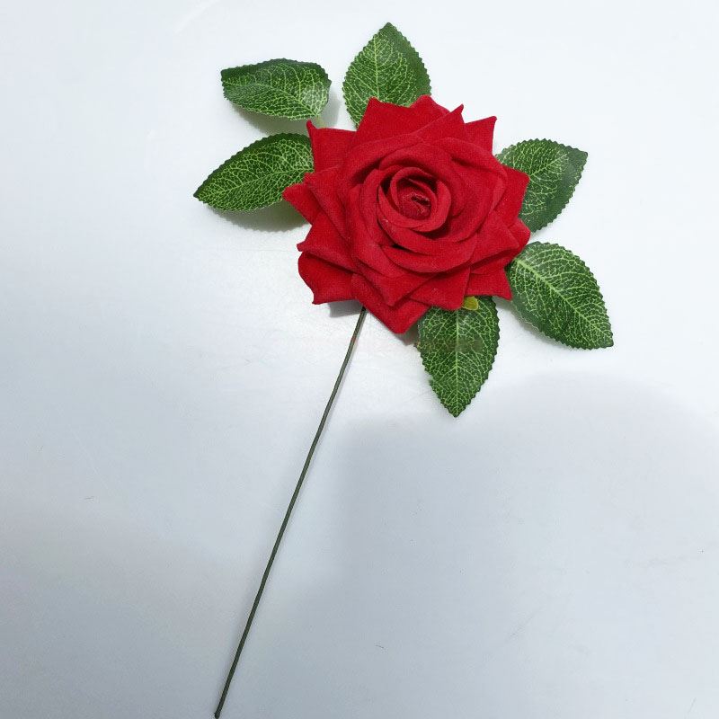Premium Velvet Single Roses with Wire Stem