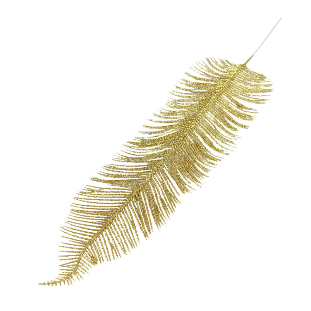 2x Large Heavy Glittered Spiky Feather Leaf