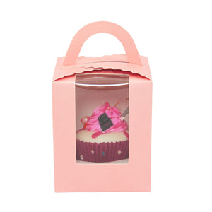 Large Coloured Single Cupcake Boxes with Window and Handle