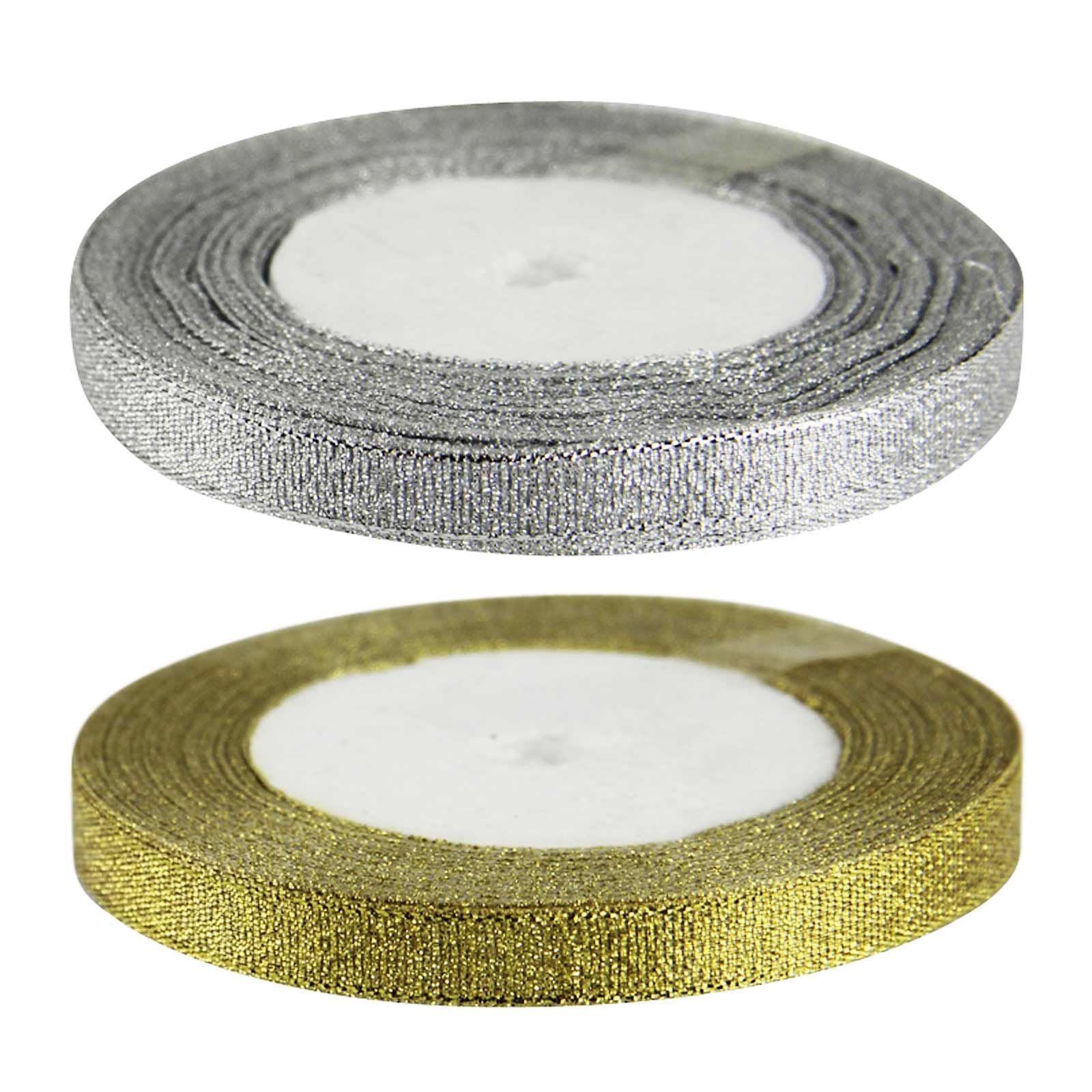 25 Yard Roll of 10mm Metallic Satin Ribbon