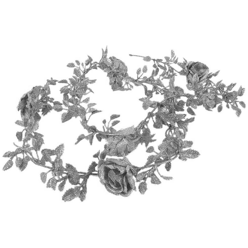 Heavy Glittered Rose Vine Garland