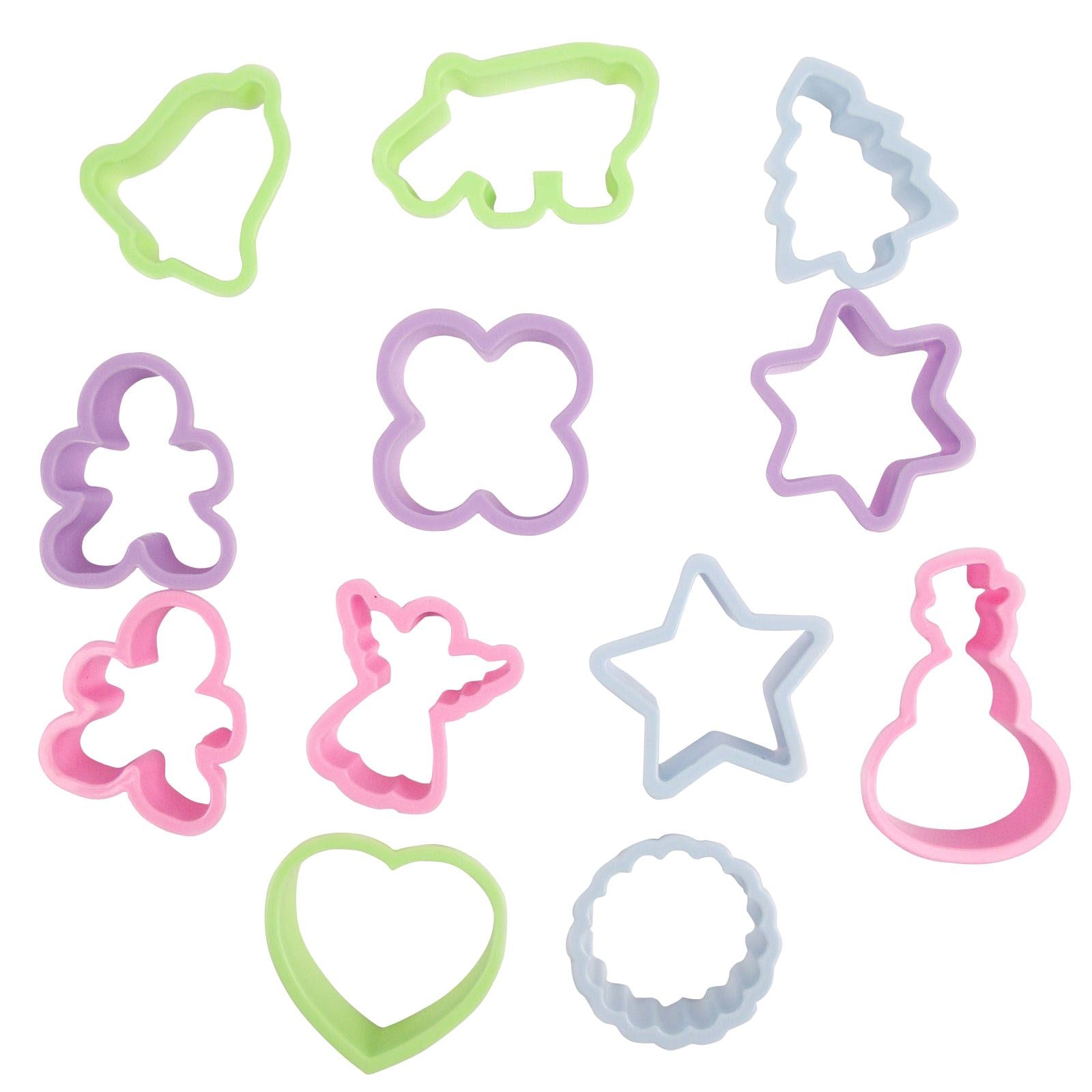 Set of 12 Plastic Xmas Cookie Cutters