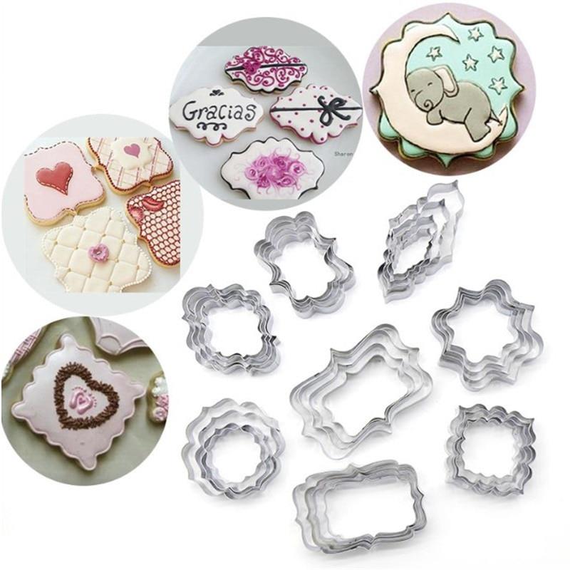 Set of 4 Plaque Frame Stainless Steel Cookie Cutters