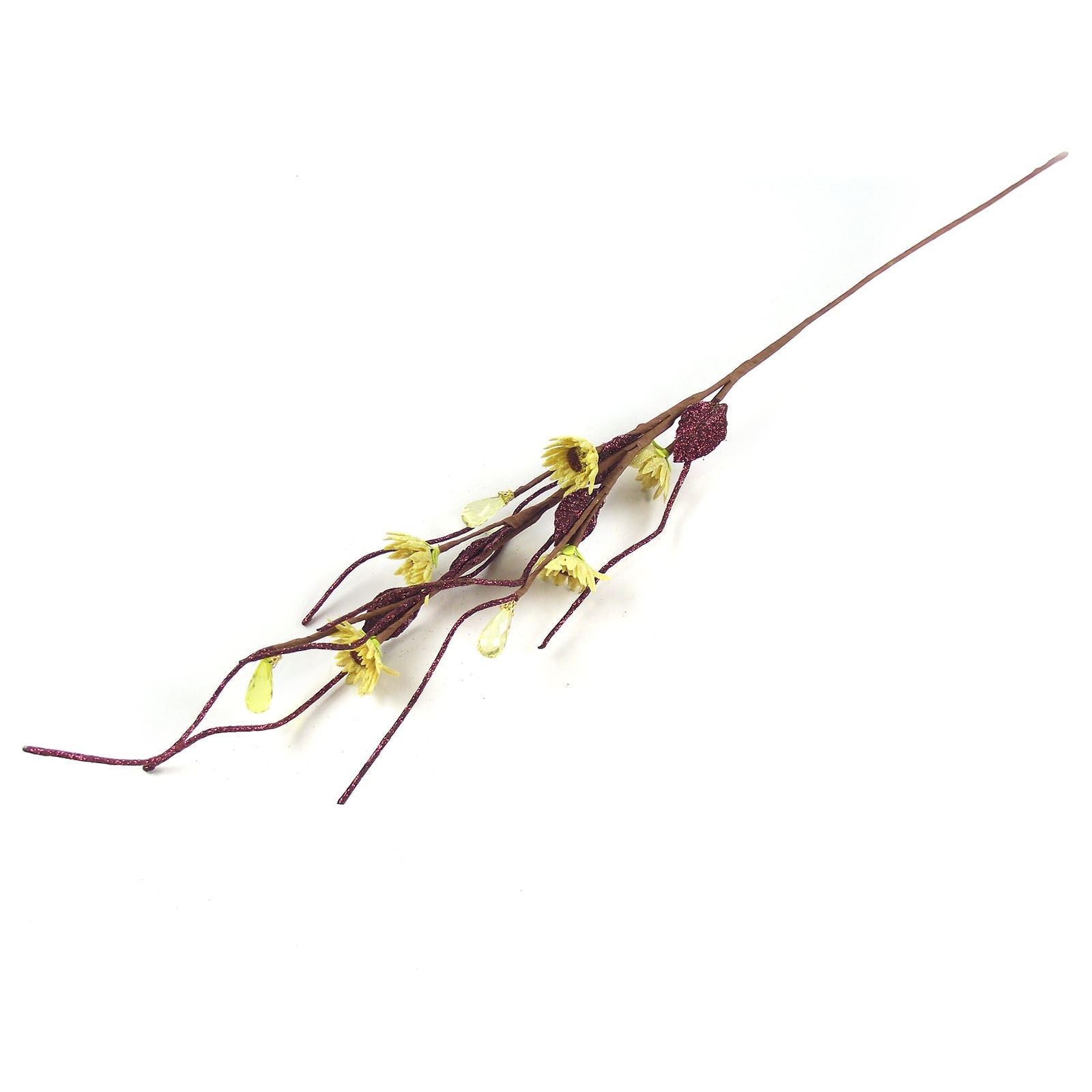 5 Head Glittered Sunflower and Crystal Spray