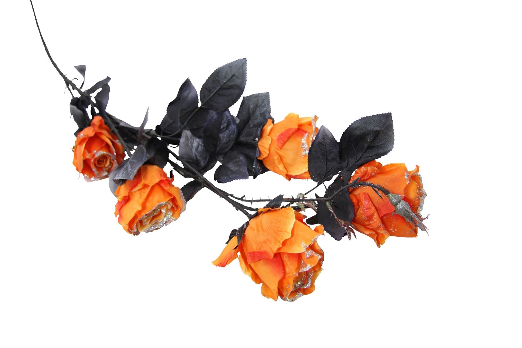5 Head Gothic Glitter Rose Spray
