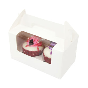 Large Coloured Double Cupcake Boxes with Window and Handle