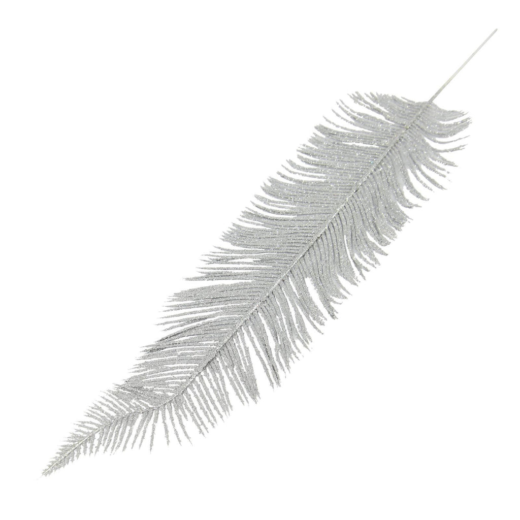 2x Large Heavy Glittered Spiky Feather Leaf